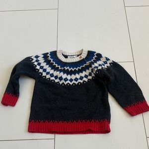 bout’chou Cozy Nordic Sweater with Red Accents 24m